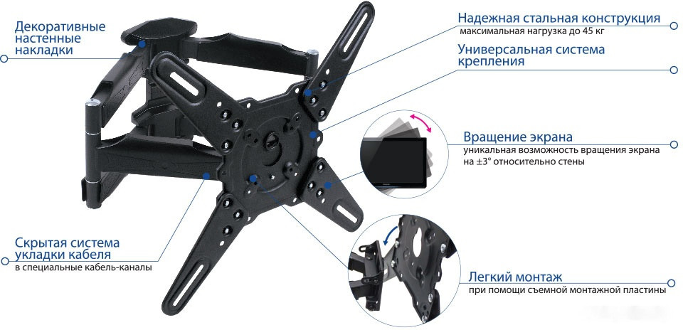 Кронштейн Kromax ATLANTIS-45 (темно-серый) Кронштейн Kromax ATLANTIS-45 (темно-серый)