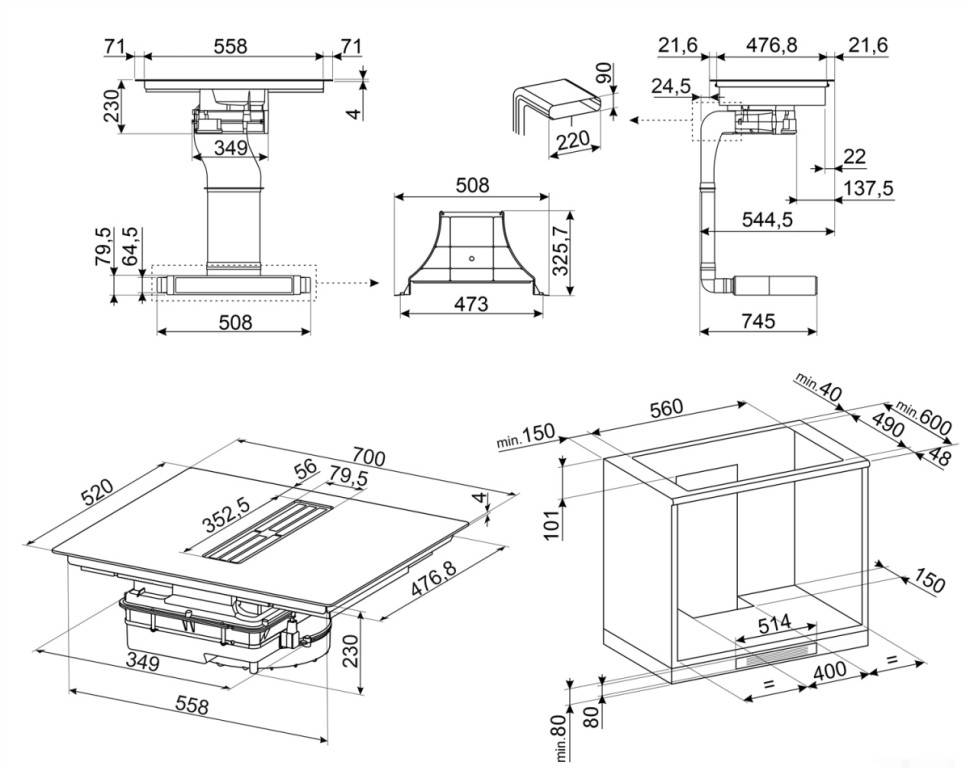 Варочная панель Smeg HOBD472D Варочная панель Smeg HOBD472D