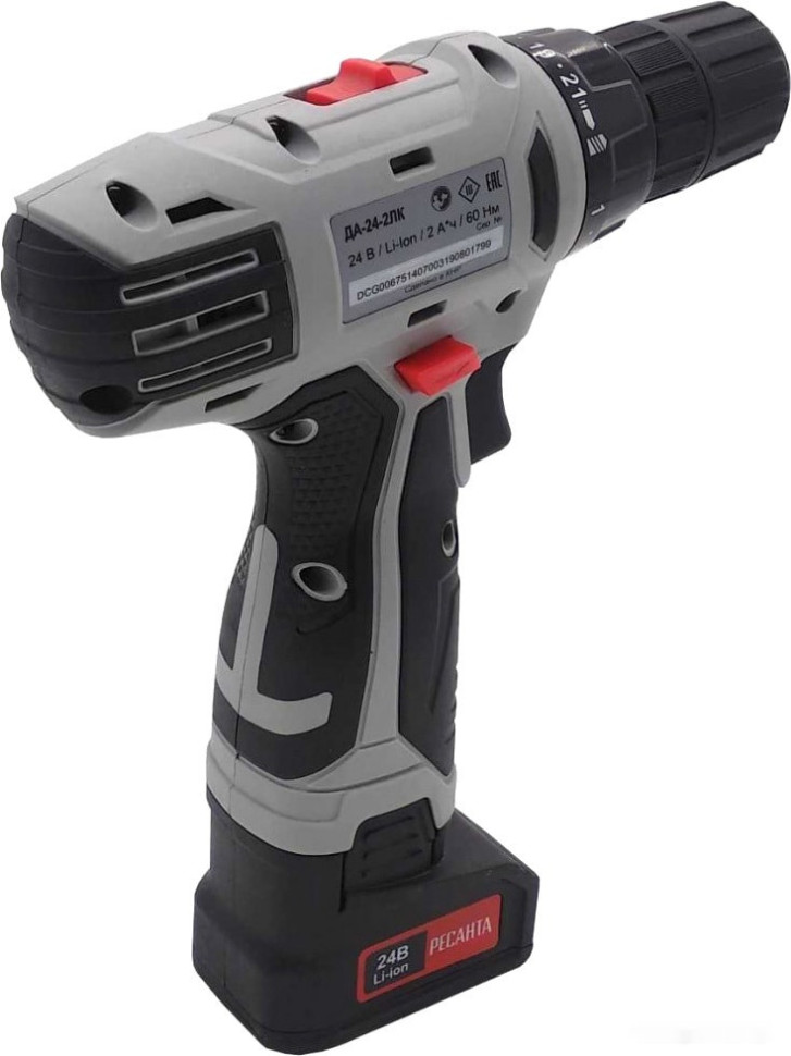 Дрель-шуруповерт Ресанта ДА-24-2ЛК (с 2-мя АКБ, кейс) Дрель-шуруповерт Ресанта ДА-24-2ЛК (с 2-мя АКБ, кейс)