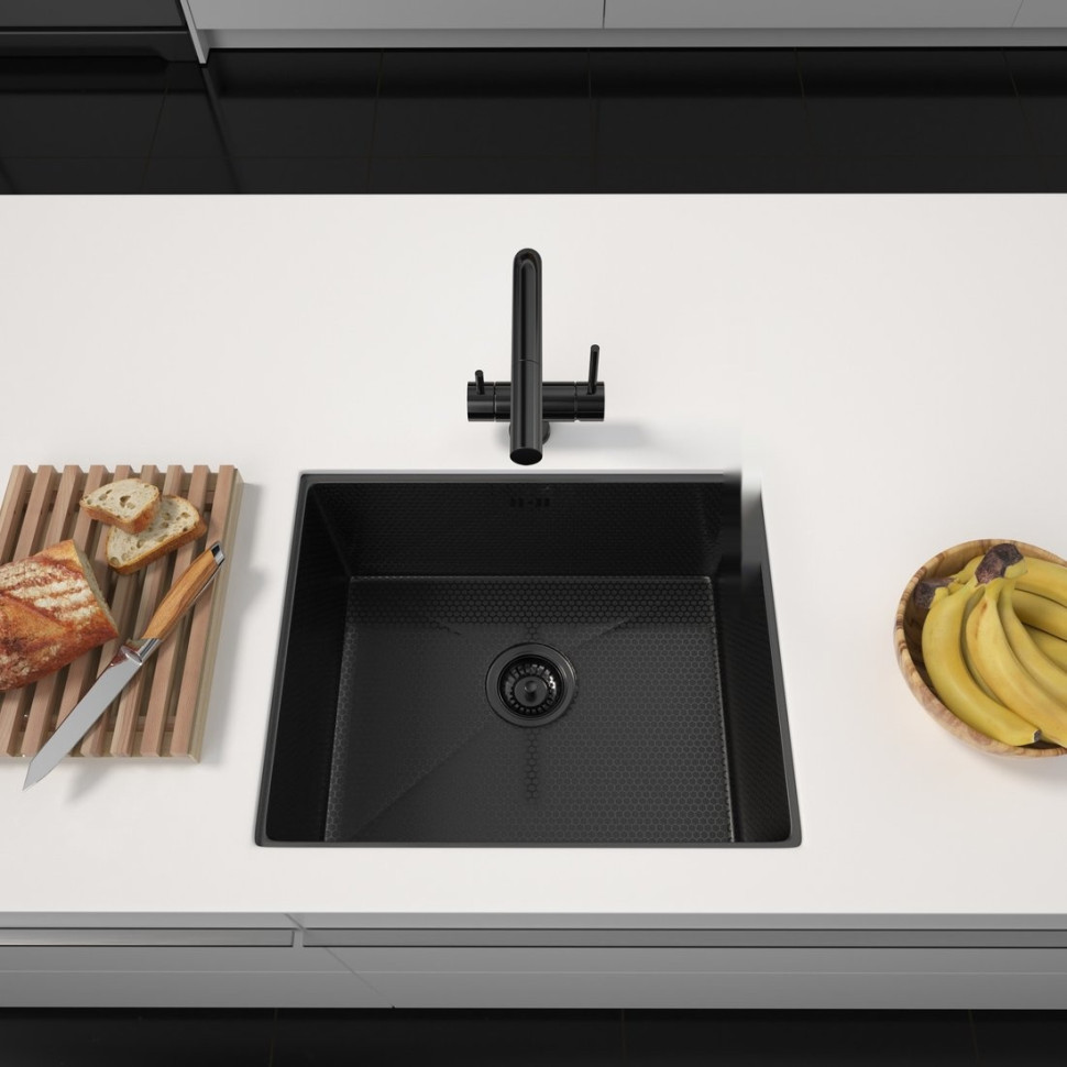Кухонная мойка ARFEKA ECO AR 550*450 BLACK PVD NANO DECOR Кухонная мойка ARFEKA ECO AR 550*450 BLACK PVD NANO DECOR