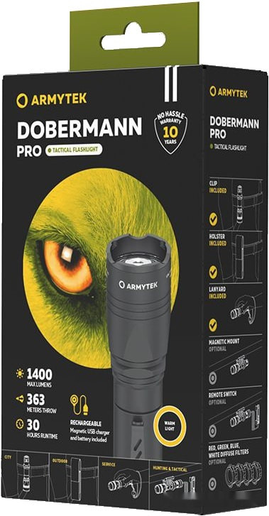 Фонарь Armytek Dobermann Pro Magnet USB (теплый свет) Фонарь Armytek Dobermann Pro Magnet USB (теплый свет)