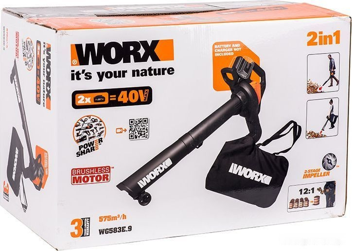 Ручная воздуходувка Worx WG583E.9 (без АКБ) Ручная воздуходувка Worx WG583E.9 (без АКБ)