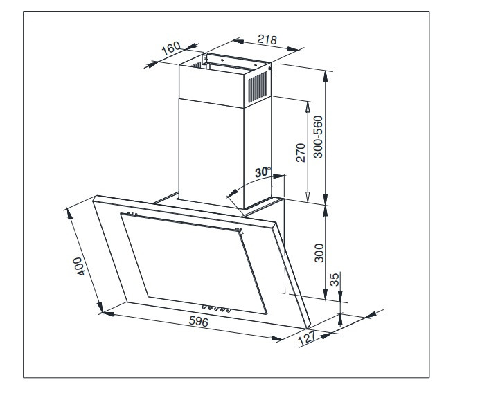 Вытяжка Weissgauff GAMMA 60 PB BL Вытяжка Weissgauff GAMMA 60 PB BL