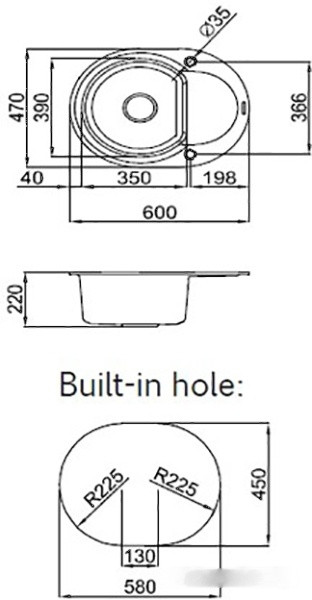 Кухонная мойка Elleci Easy Round 600 G40 Full Black/Nero