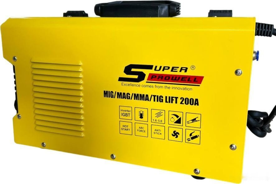 Сварочный инвертор Super Prowell MIG/MAG/MMA/TIG Lift 200А (5 кг, с газом, съемный рукав)