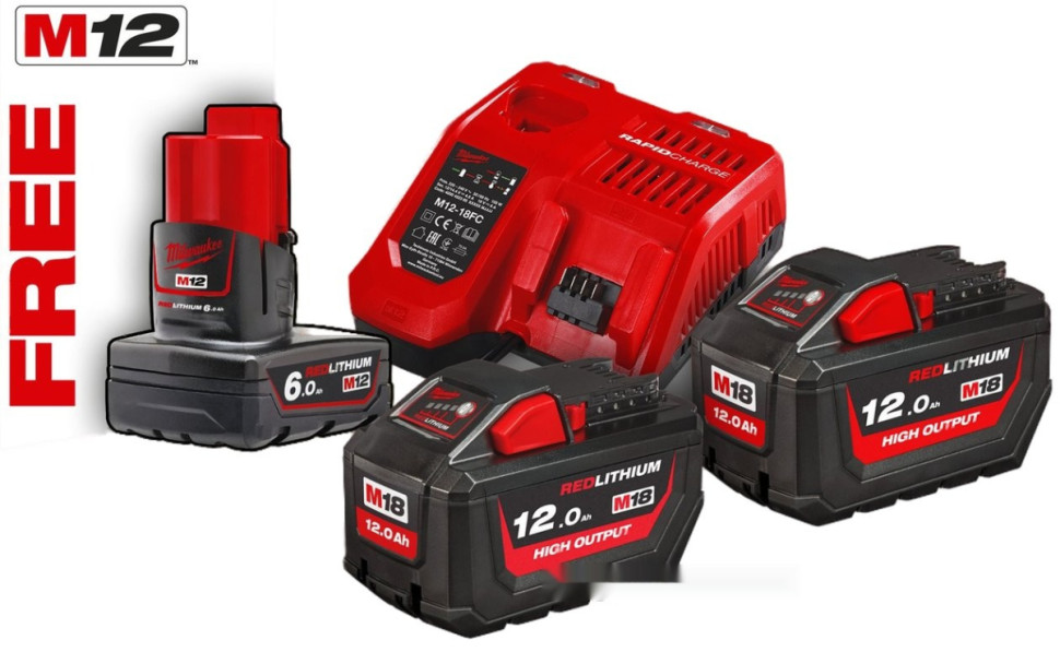 Аккумулятор для инструмента Milwaukee M18 HNRG-122 4933464261 (2x12 Ач + 1x6 Ач/12-18В)