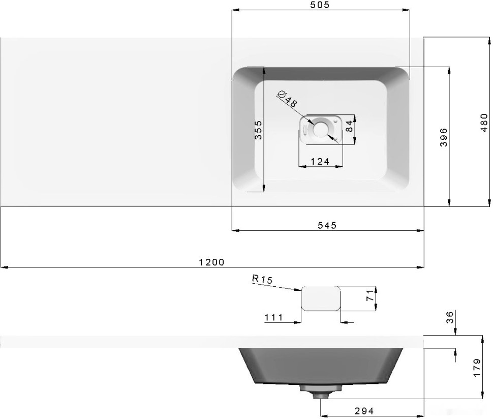 Умывальник Madera Kamilla 120х48 (правый) Умывальник Madera Kamilla 120х48 (правый)