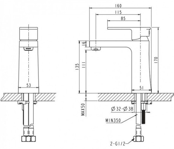 Смеситель Bravat Riffle F172106C (RF0426)