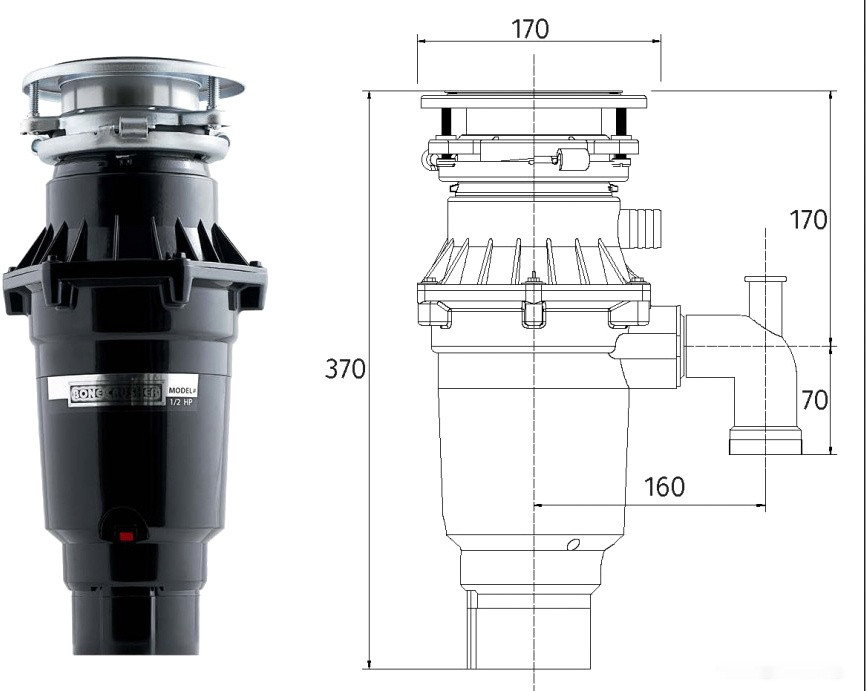 Измельчитель пищевых отходов Bone Crusher BC 810 Slim Line