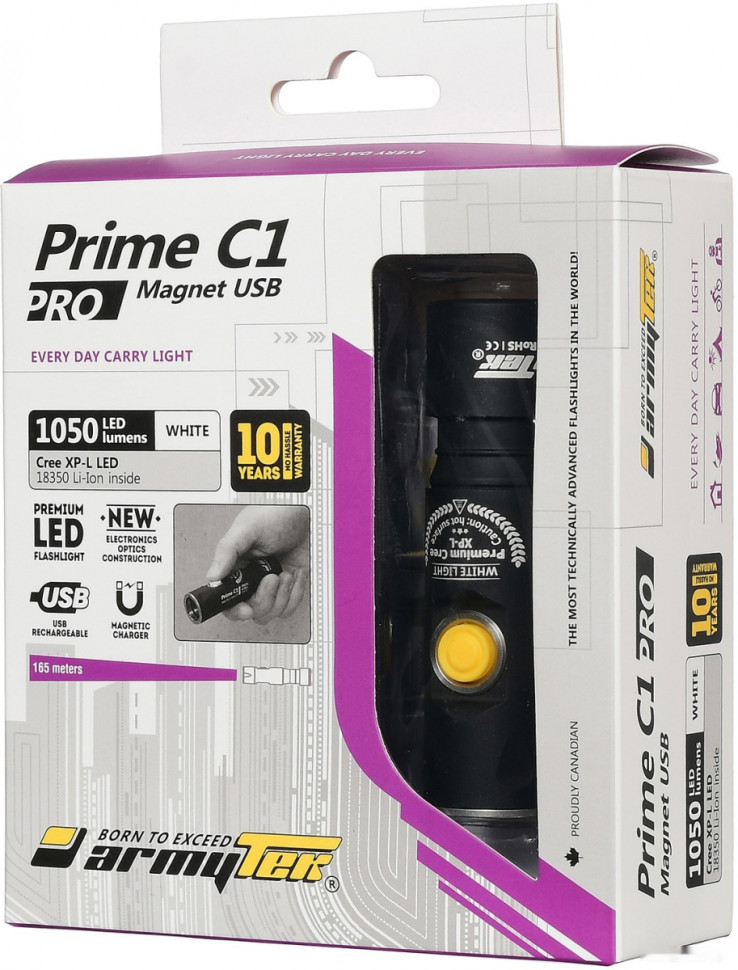 Фонарь Armytek Prime C1 Pro XP-L Magnet USB (белый свет) + 18350 Li-Ion