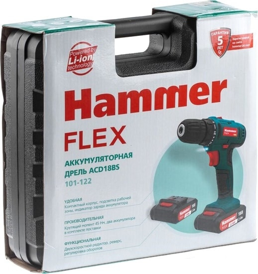 Дрель-шуруповерт Hammer Flex ACD18BS (с 2-мя АКБ, кейс) Дрель-шуруповерт Hammer Flex ACD18BS (с 2-мя АКБ, кейс)