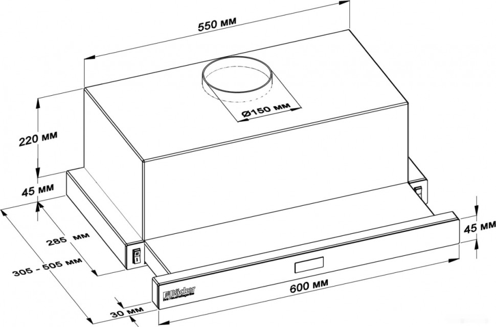Вытяжка Backer TH60CL-2F200-SHINY WHITE RC
