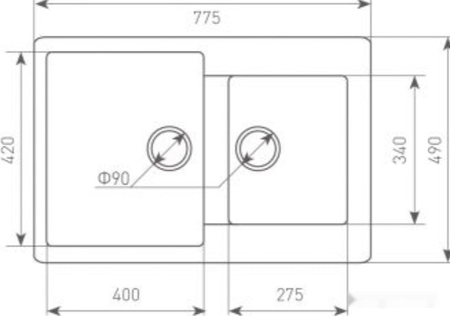 Кухонная мойка Zigmund & Shtain Rechteck 400.275 (черный базальт)