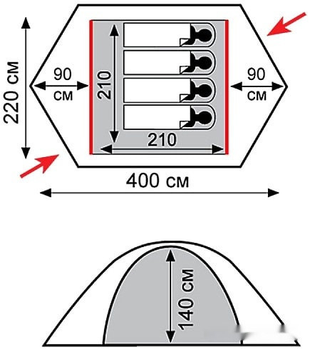 Палатка Tramp Rock 4 v2 (зеленый)