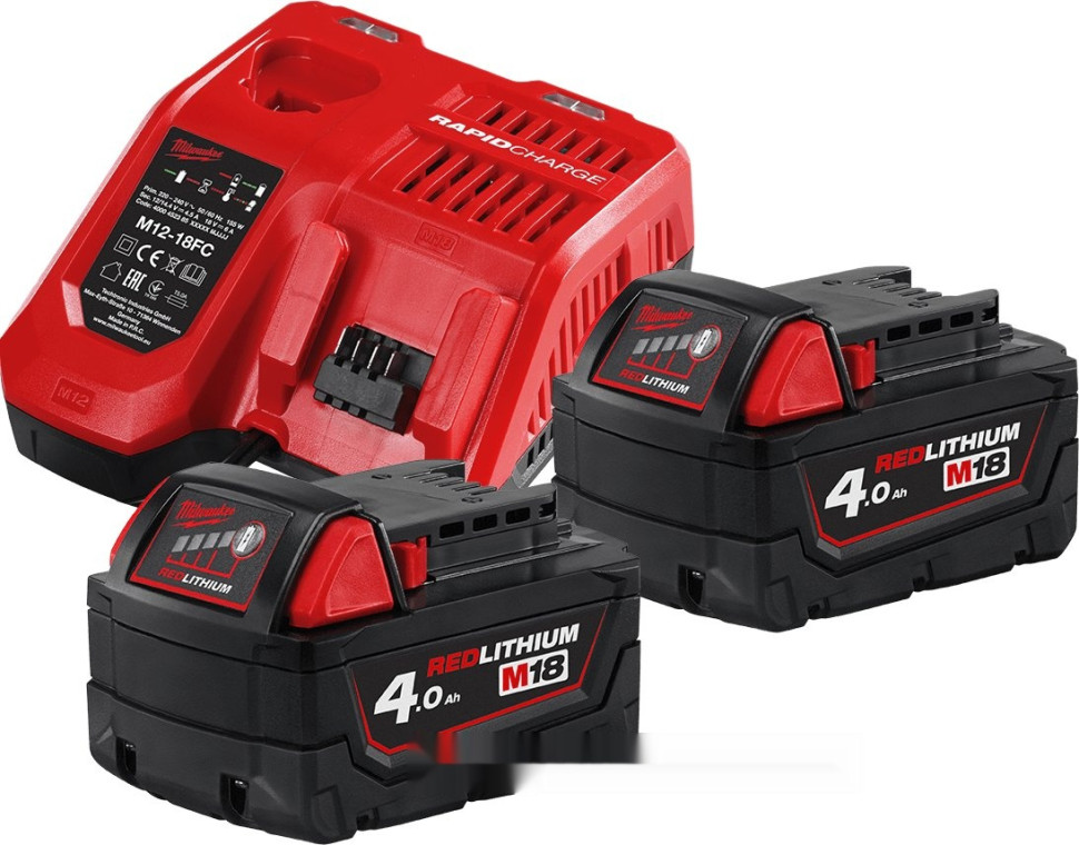 Аккумулятор для инструмента Milwaukee M18 M18NRG-402 4933459215 (2 x 18В/4 Ач + 12-18В)