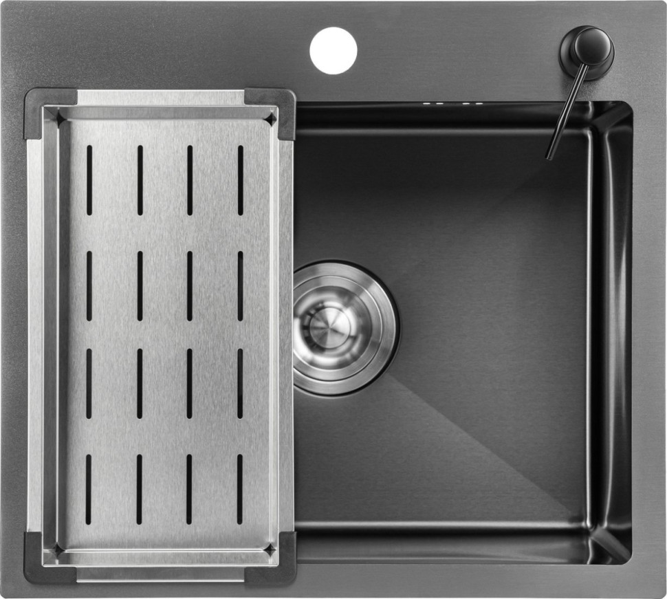 Кухонная мойка Saniteco 5045 Nano + Spike F9S07000 (хром, с сифоном, дозатором и коландером) Кухонная мойка Saniteco 5045 Nano + Spike F9S07000 (хром, с сифоном, дозатором и коландером)