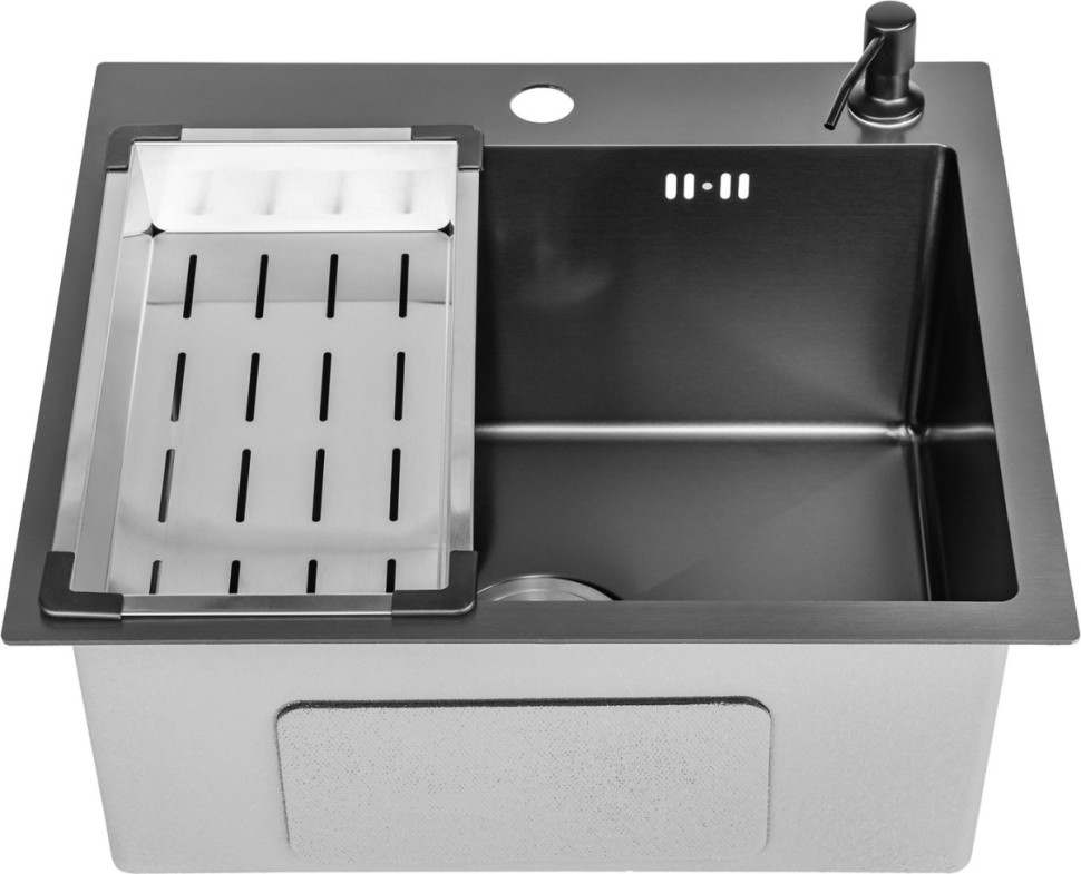 Кухонная мойка Saniteco 5045 Nano + Spike F9S07000 (хром, с сифоном, дозатором и коландером) Кухонная мойка Saniteco 5045 Nano + Spike F9S07000 (хром, с сифоном, дозатором и коландером)