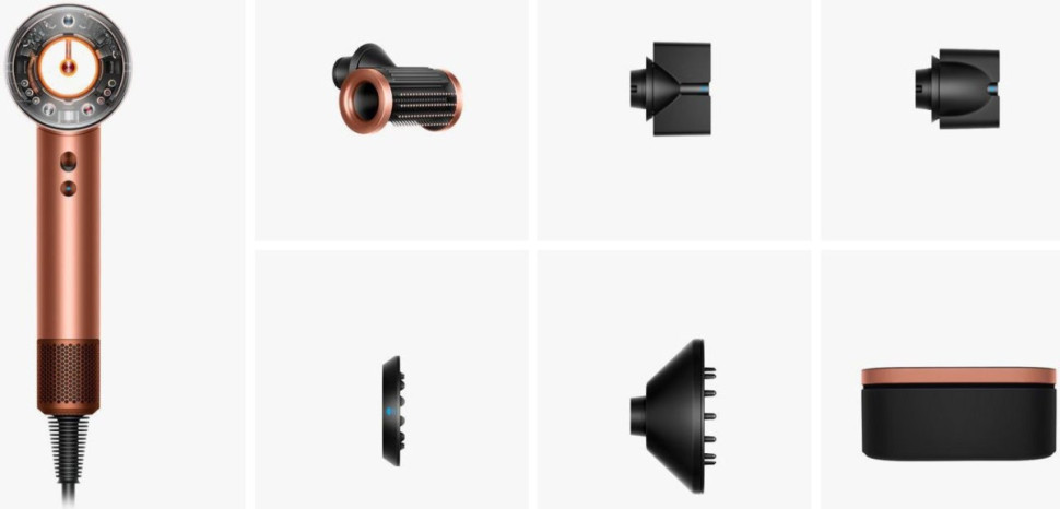 Фен Dyson HD16 Supersonic Nural Straight+Wavy (с переходником на евровилку, янтарный шелк)