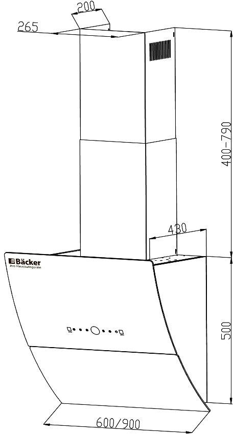 Вытяжка Backer AH60E-THSL200C White Glass Вытяжка Backer AH60E-THSL200C White Glass