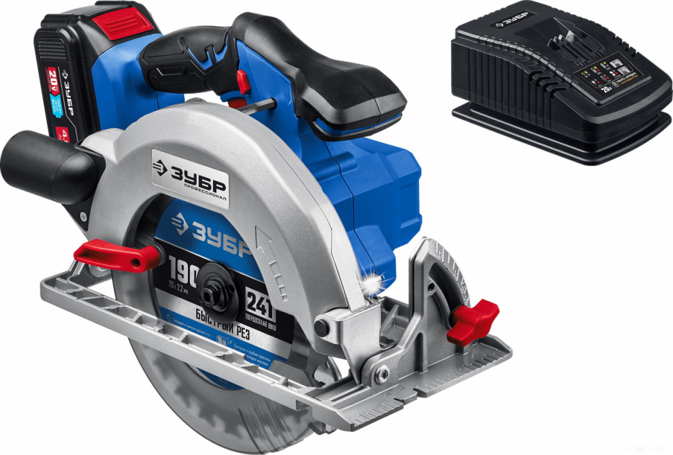 Дисковая (циркулярная) пила ЗУБР Профессионал CPB-190-41 (c 1-им АКБ)