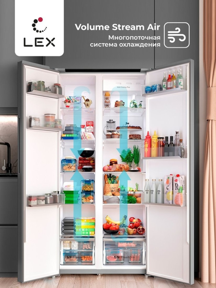 Холодильник side by side LEX LSB530WHID wind