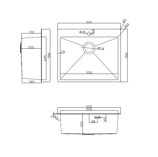 Кухонная мойка ARFEKA Eco AR 600*500 SATIN Кухонная мойка ARFEKA Eco AR 600*500 SATIN