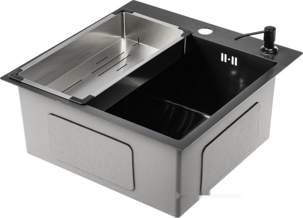 Кухонная мойка Saniteco 5050 PVD (с сифоном, дозатором и коландером) Кухонная мойка Saniteco 5050 PVD (с сифоном, дозатором и коландером)