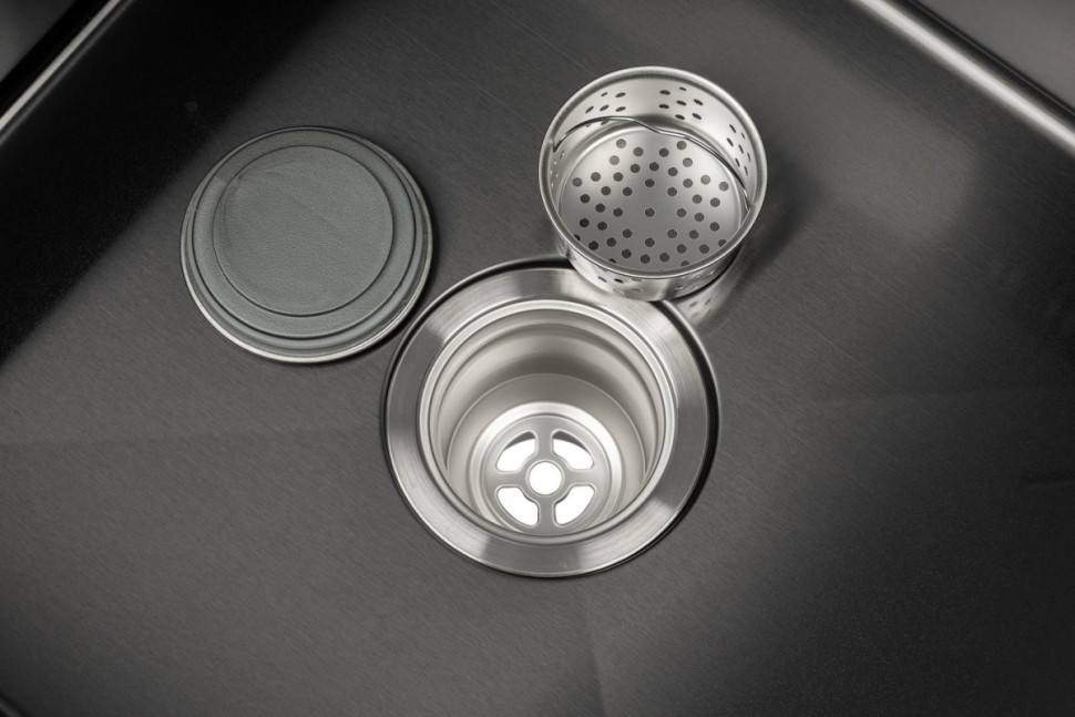 Кухонная мойка Saniteco 5050 PVD (с сифоном, дозатором и коландером) Кухонная мойка Saniteco 5050 PVD (с сифоном, дозатором и коландером)