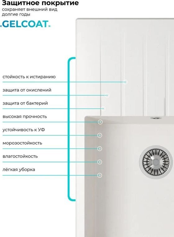 Кухонная мойка Polygran Deka 780 (белый хлопок)