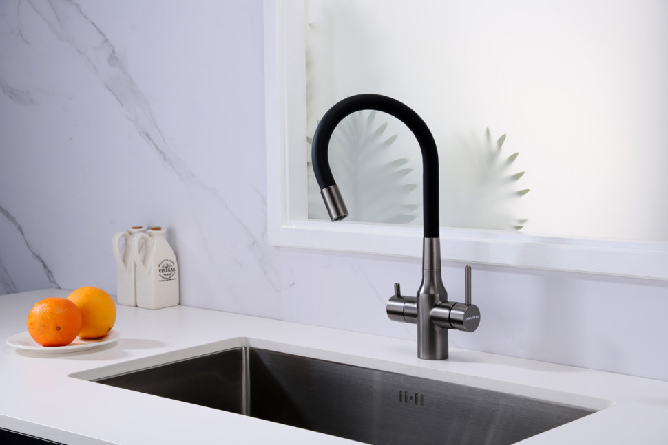 Смеситель Paulmark Salix Sa213419-GM (черный/вороненая сталь) Смеситель Paulmark Salix Sa213419-GM (черный/вороненая сталь)