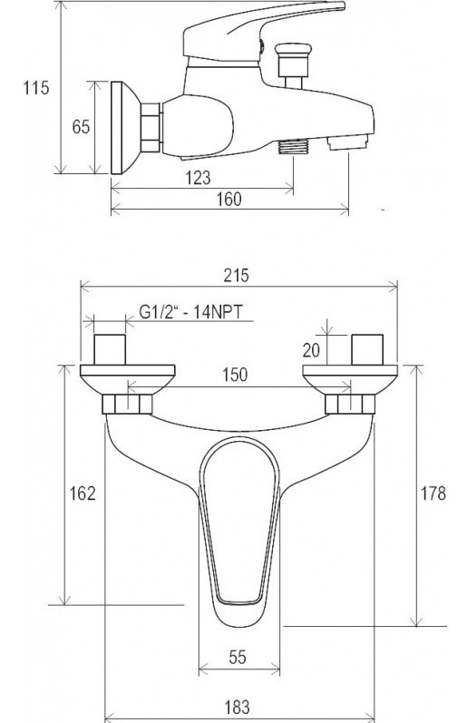 Смеситель Ravak Neo NO 022.00/150 Смеситель Ravak Neo NO 022.00/150