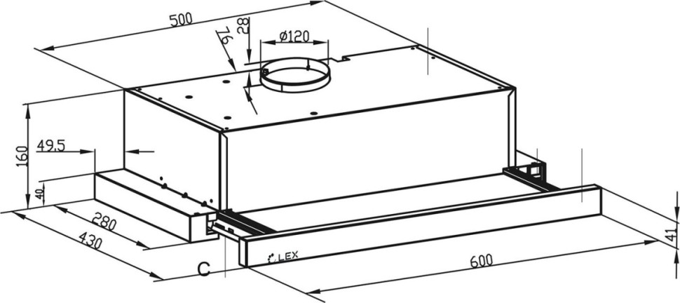 Вытяжка LEX Hide 600 Black