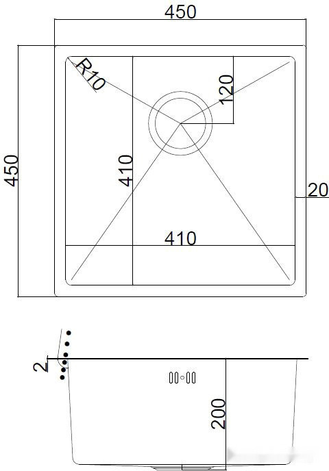 Кухонная мойка ARFEKA AF 450*450 Black PVD Nano