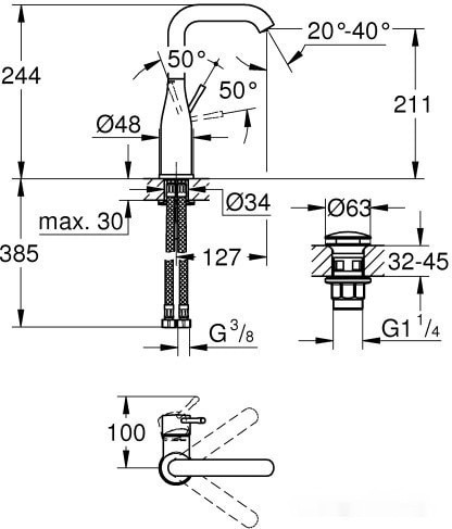 Смеситель Grohe Essence L-Size 23799001