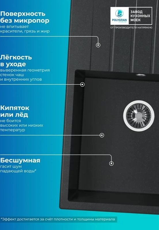 Кухонная мойка Polygran Deka 780 (черный)
