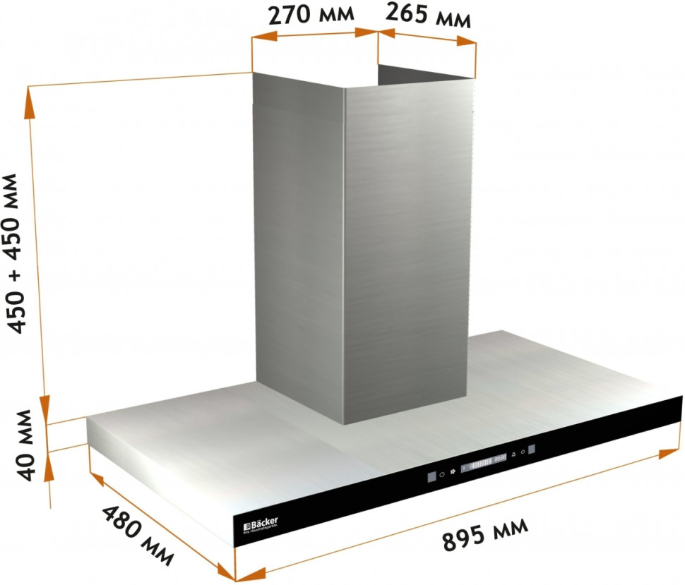 Вытяжка Backer CH90E-MC-L200 Inox BG