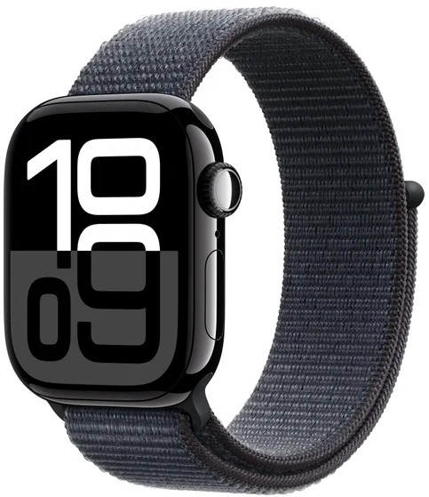 Умные часы Apple Watch Series 10 42 мм (алюминиевый корпус, черный/темно-серый, нейлоновый ремешок)