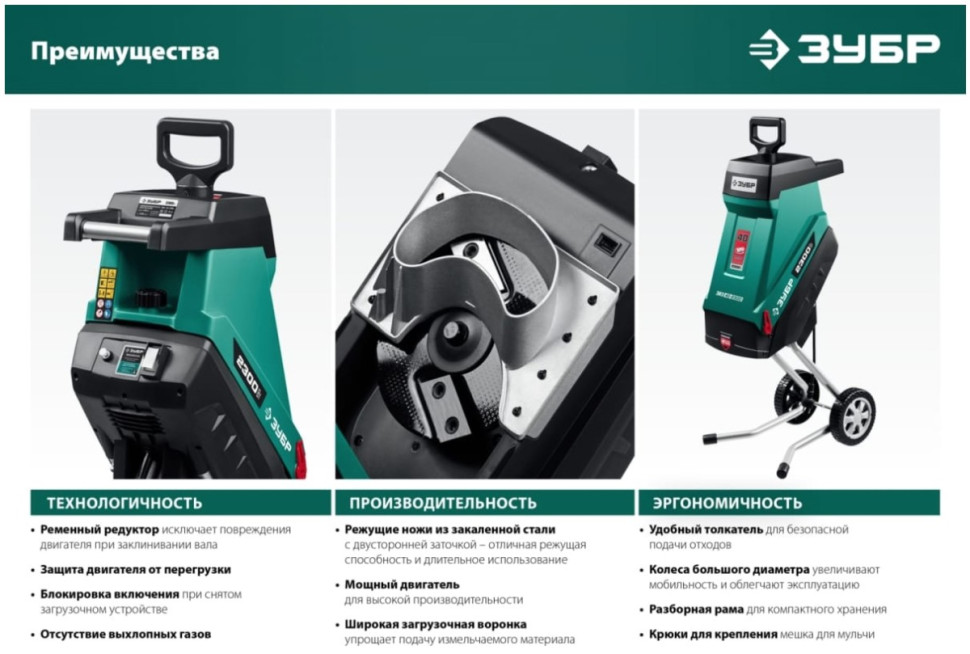 Садовый измельчитель ЗУБР ЗИЭ-40-2300 Садовый измельчитель ЗУБР ЗИЭ-40-2300