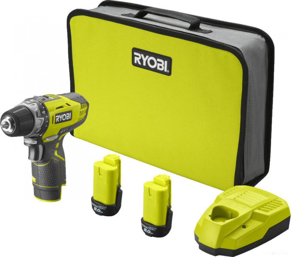 Дрель-шуруповерт Ryobi R12DD-220S 5133005063 (с 2-мя АКБ 2 Ah, сумка)