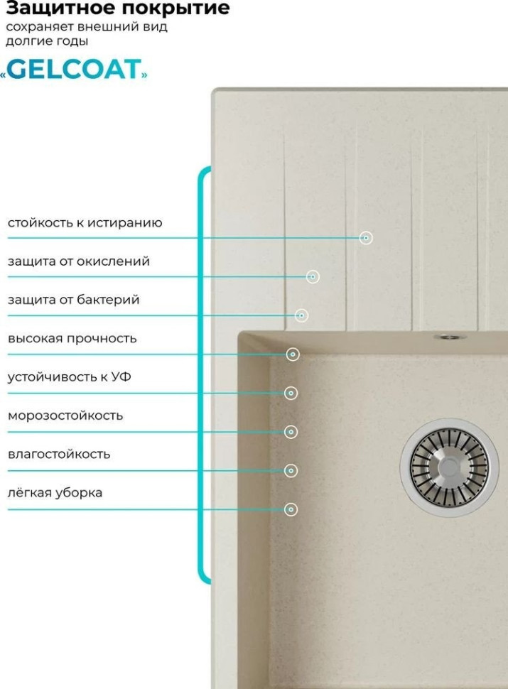 Кухонная мойка Polygran Deka 700 (кремовый) Кухонная мойка Polygran Deka 700 (кремовый)
