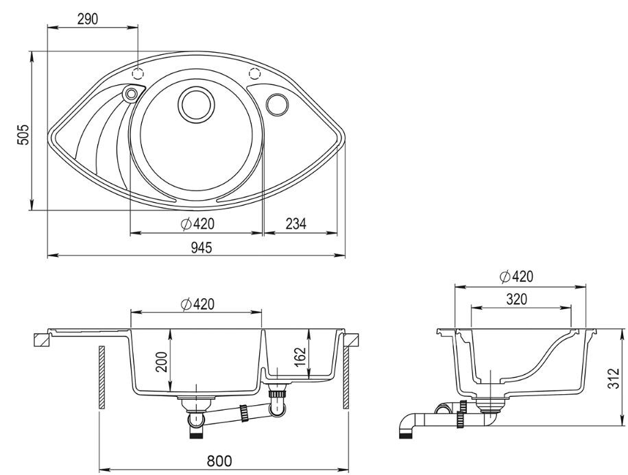 Кухонная мойка AquaSanita Papillon SCP 151 110 AW beige