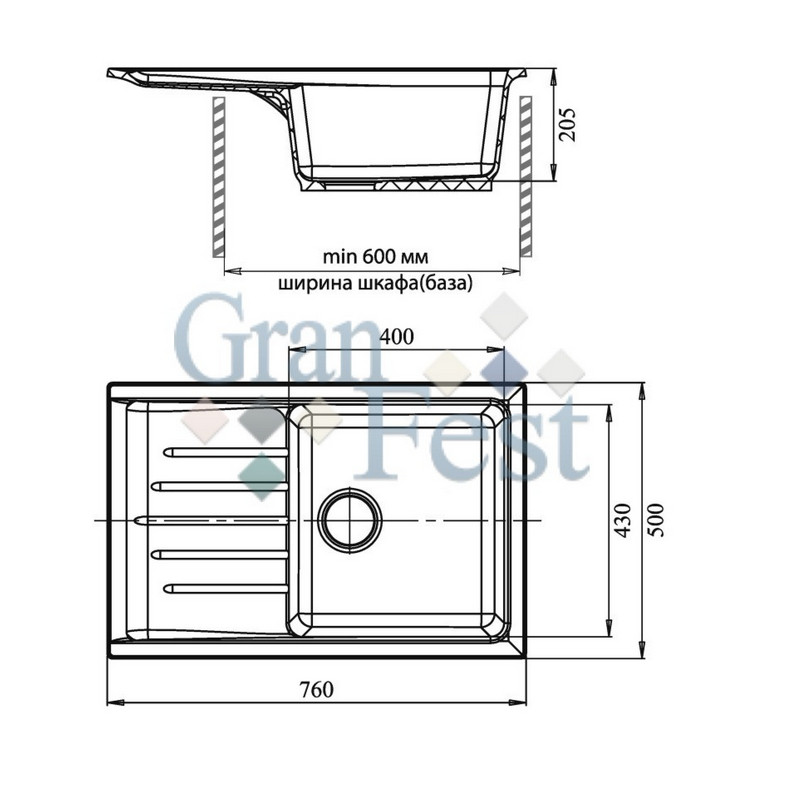 Кухонная мойка GranFest Practic GF-P760L Кухонная мойка GranFest Practic GF-P760L