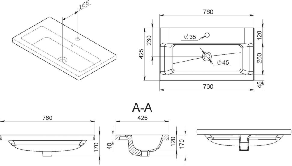 Умывальник Am.Pm Gem M90WCC0752WG 76x41.5 Умывальник Am.Pm Gem M90WCC0752WG 76x41.5