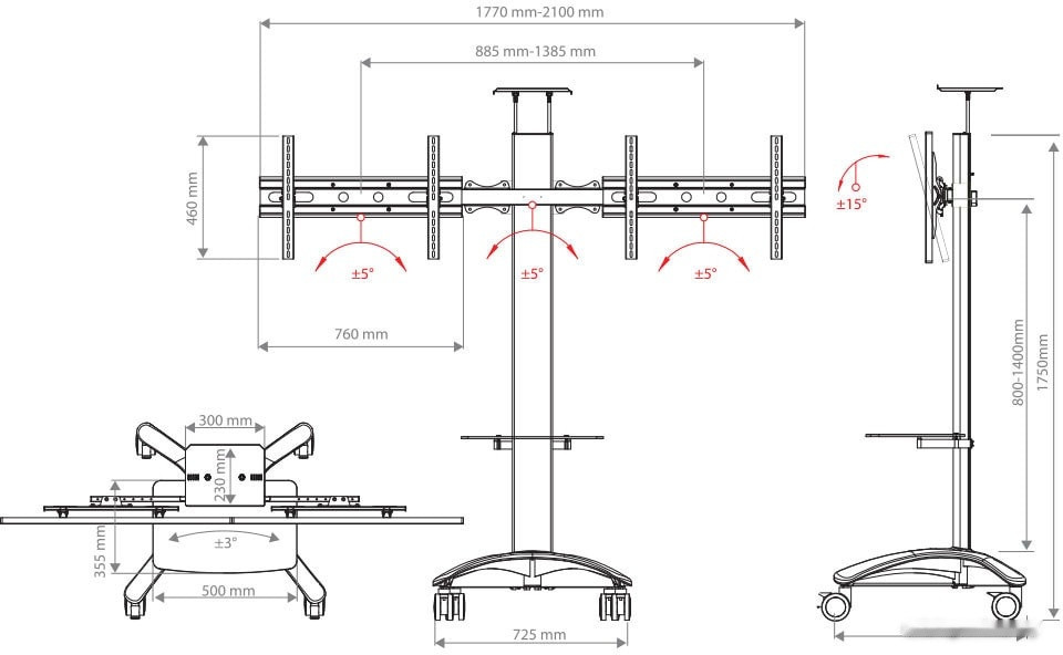 Кронштейн Arm Media PT-Stand-15 (серебристый)