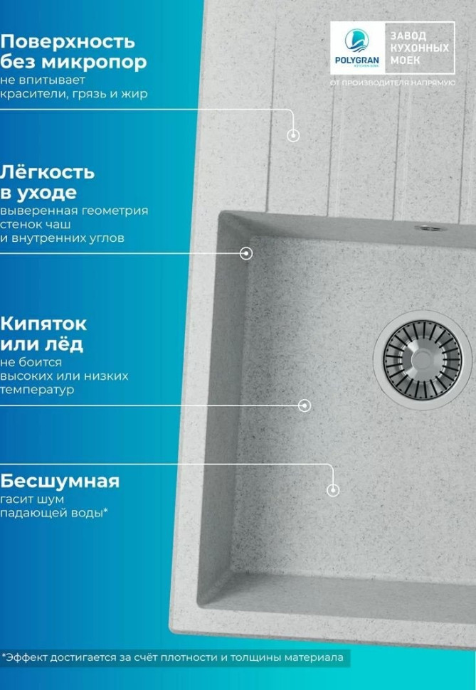 Кухонная мойка Polygran Deka 700 (светло-серый) Кухонная мойка Polygran Deka 700 (светло-серый)