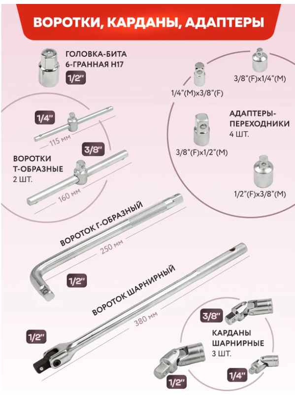 Универсальный набор инструментов ForceKraft FK-42022-5 (202 предмета)
