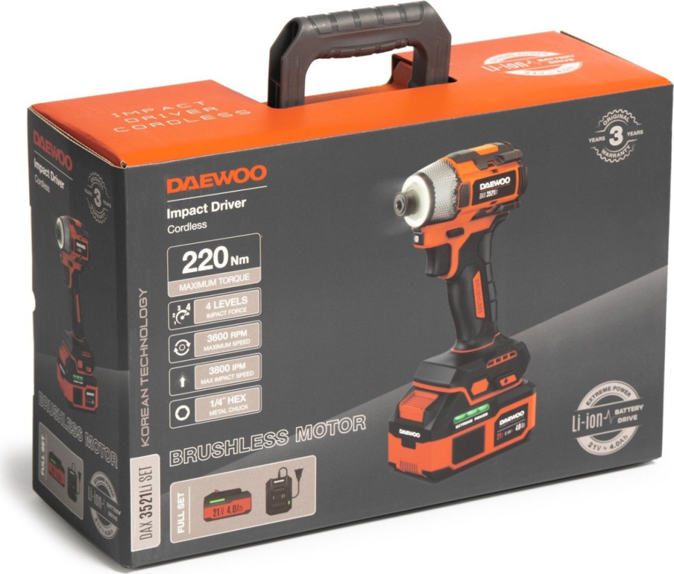 Винтоверт Daewoo Power DAX 3521Li SET (с 1-им АКБ, кейс)