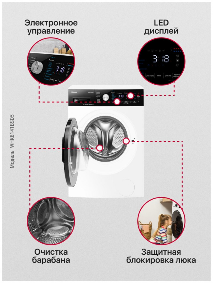 Стиральная машина Hansa Knight WHK8141BSD5 Стиральная машина Hansa Knight WHK8141BSD5