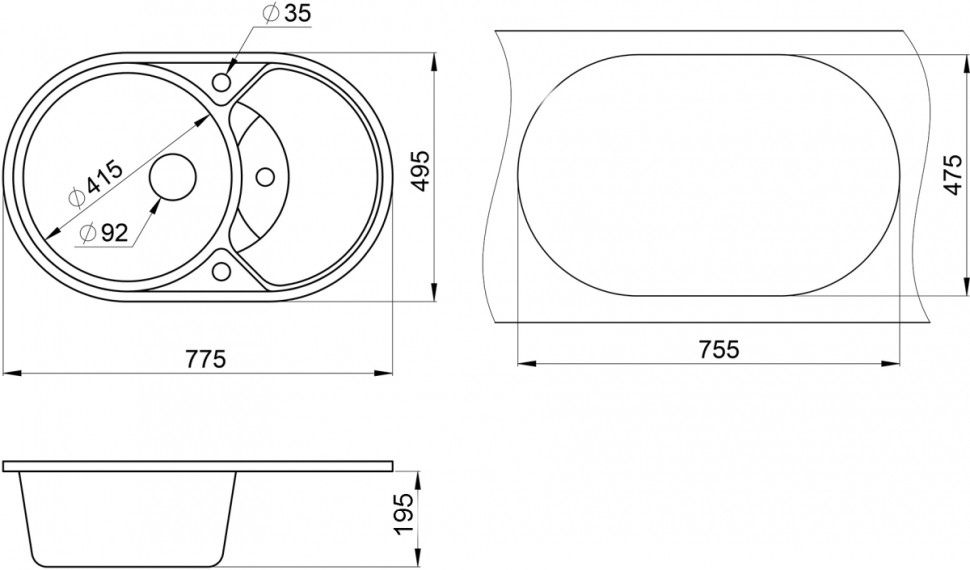 Кухонная мойка Granula 7801 (Пирит) Кухонная мойка Granula 7801 (Пирит)