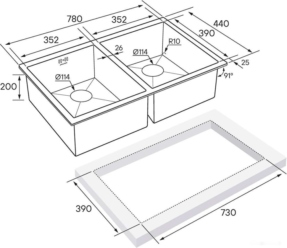 Кухонная мойка Paulmark PM217551-GM Кухонная мойка Paulmark PM217551-GM
